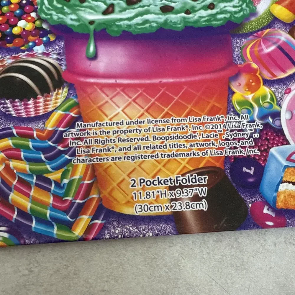 Lot Of 2 Lisa Frank folders Leopard Puppy Dog Ice Cream Treats 2014 Colorful ￼